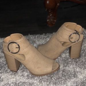 Tan Open Toe Booties